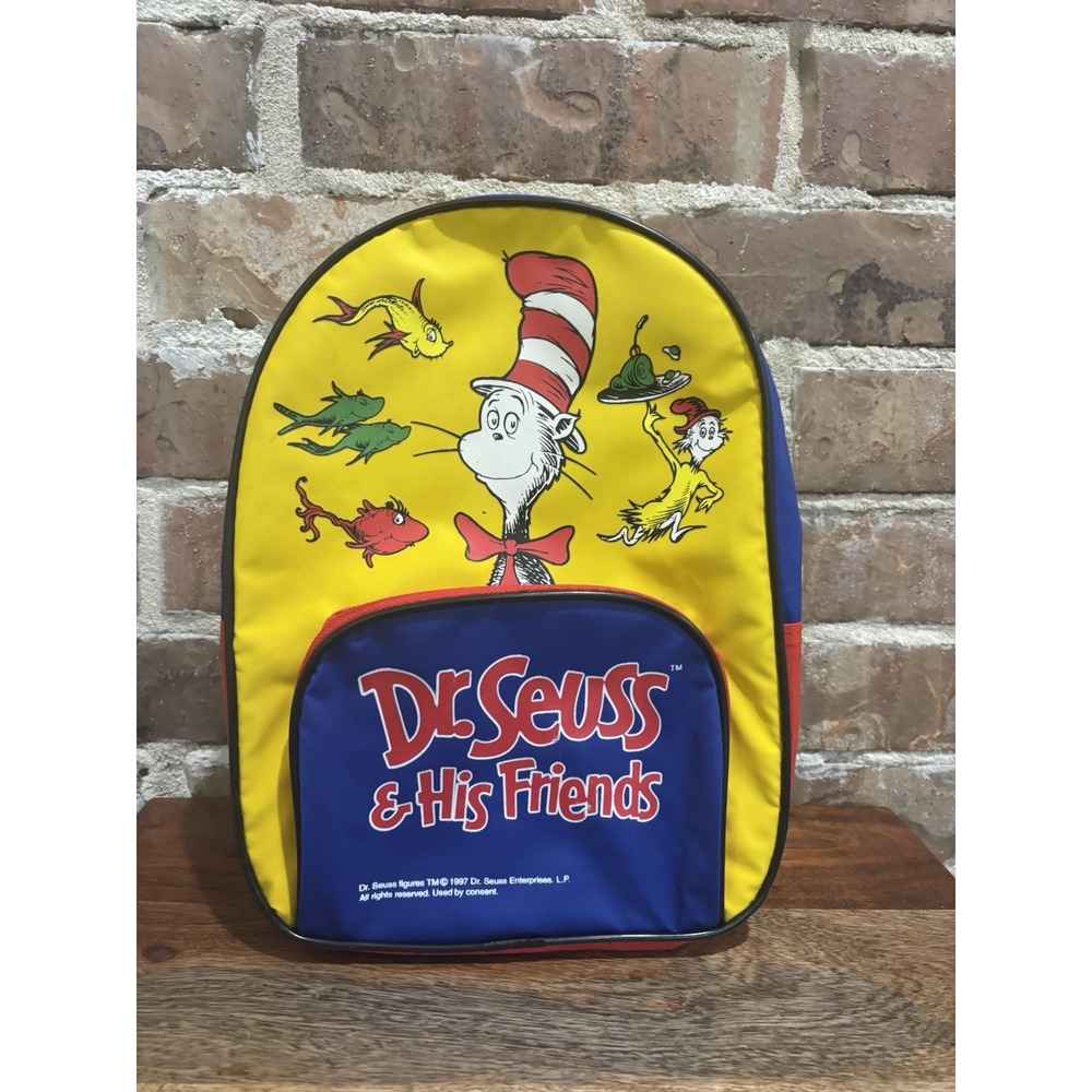 Vintage 1997 Dr. Suess Cat in the Hat and Friends Kids School Backpack 90s Style